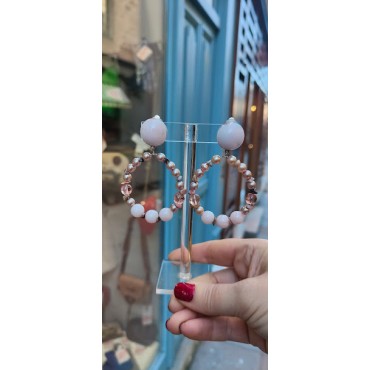 CLIPS Bastille rose pale /rose nacré - Francine BRAMLI Bijoux