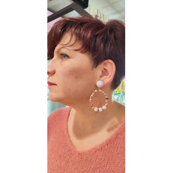 CLIPS Bastille rose pale /rose nacré - Francine BRAMLI Bijoux