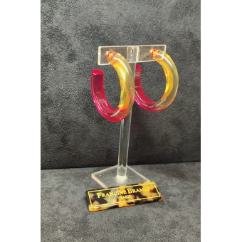 Boucle d'oreille CREOL jaune et rose - Francine BRAMLI Paris Bijoux