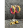 Boucle d'oreille CREOL jaune et rose - Francine BRAMLI Paris Bijoux
