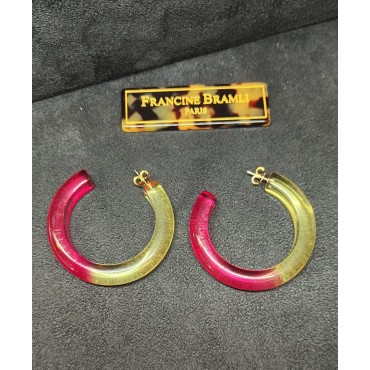 Boucle d'oreille CREOL jaune et rose - Francine BRAMLI Paris Bijoux