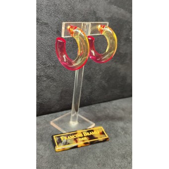 Boucle d'oreille CREOLE jaune et rose  - Francine BRAMLI Paris Bijoux