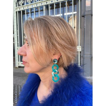 Clips BEDIA maillon turquoise - Francine BRAMLI Paris Bijoux