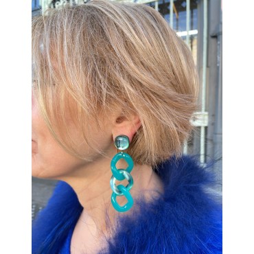Clips BEDIA maillon turquoise - Francine BRAMLI Paris Bijoux