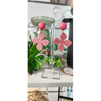 Clips PAILLETTE  Fleur pailletée rose - FRANCINE BRAMLI PARIS Bijoux