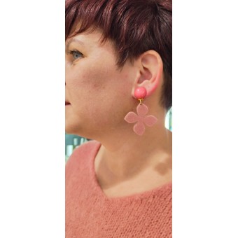 Clips PAILLETTE  Fleur pailletée rose - FRANCINE BRAMLI PARIS Bijoux