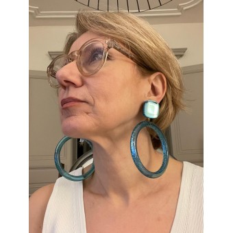 L'EPOUSTOUFLANTE Turquoise, Cabochon Miroir - Francine BRAMLI Paris Bijoux