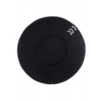 BÉRET Noir Angora Laine