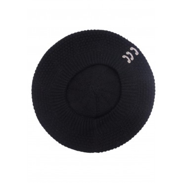 BÉRET Noir Angora Laine
