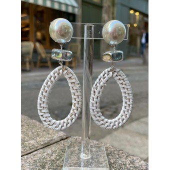 CASEY Raphia blanc & argent - Francine BRAMLI Paris