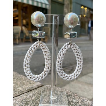 CASEY Raphia blanc & argent - Francine BRAMLI Paris