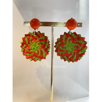 PLAGE Raphia Orange & vert - Francine BRAMLI Paris