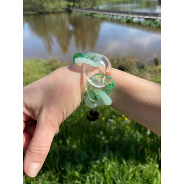 Bracelet ALESSIA Maillons vert & transparent - FRANCINE BRAMLI PARIS