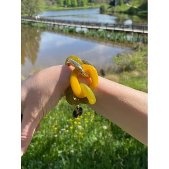 Bracelet ANTHONY Maillons Jaune, kaki, doré - FRANCINE BRAMLI PARIS