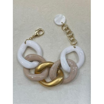 Bracelet ANTHONY Maillons Ivoire, Beige, doré - FRANCINE BRAMLI PARIS