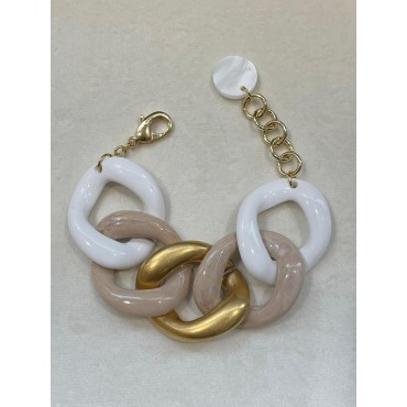 Bracelet ANTHONY Maillons Ivoire, Beige, doré - FRANCINE BRAMLI PARIS