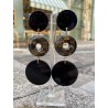 BOLA noir & pailletée doré - Francine BRAMLI Paris, boucles d'oreilles