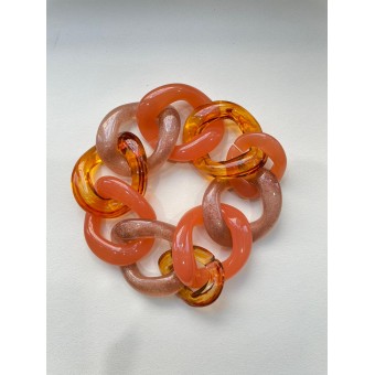 Bracelet TONY Maillons orange & pailleté - FRANCINE BRAMLI PARIS
