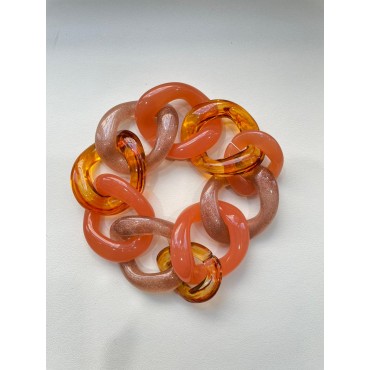 Bracelet TONY Maillons orange & pailleté - FRANCINE BRAMLI PARIS