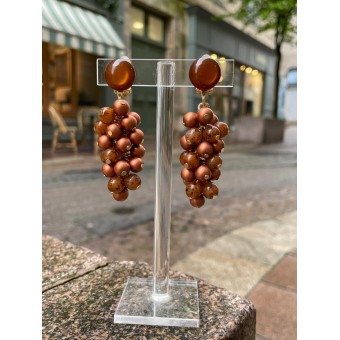 GRAPPE cuivrée/marron - Francine BRAMLI Paris boucles d'oreilles