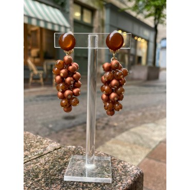 GRAPPE cuivrée/marron - Francine BRAMLI Paris boucles d'oreilles