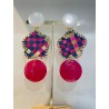 ETOILE Ramboutan Bleu/framboise - Francine BRAMLI ParIs boucles d'oreilles
