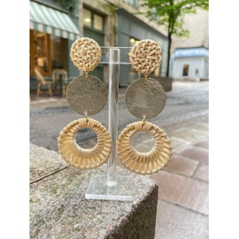 PLAYA Raphia naturel - Francine BRAMLI Paris boucles d'oreilles