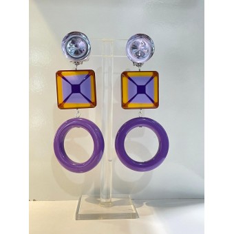 DORIS Mauve/rose - Francine BRAMLI Paris boucles d'oreilles