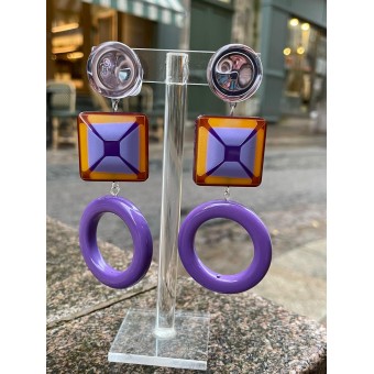 DORIS Mauve/rose - Francine BRAMLI Paris boucles d'oreilles
