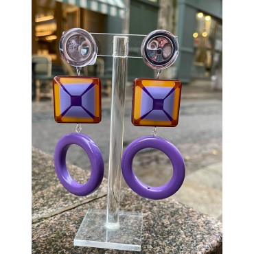 DORIS Mauve/rose - Francine BRAMLI Paris boucles d'oreilles