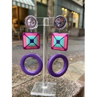DORIS Mauve/rose - Francine BRAMLI Paris boucles d'oreilles