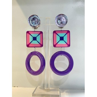 DORIS Mauve/rose - Francine BRAMLI Paris boucles d'oreilles