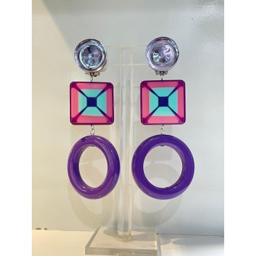 DORIS Mauve/rose - Francine BRAMLI Paris boucles d'oreilles