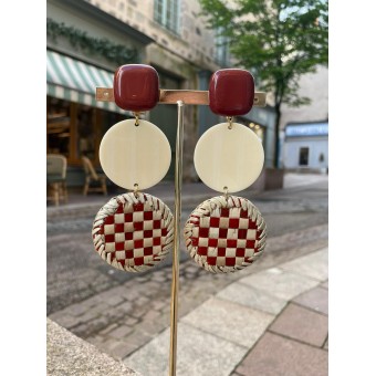 PLAYA Ramboutan Ivoire & Marron - Francine BRAMLI Paris boucles d'oreilles