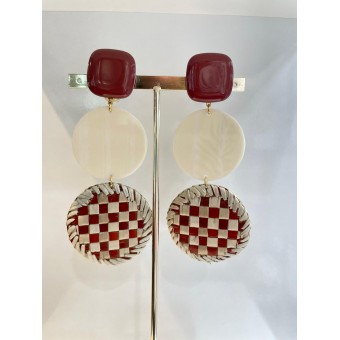 PLAYA Ramboutan Ivoire & Marron - Francine BRAMLI Paris boucles d'oreilles