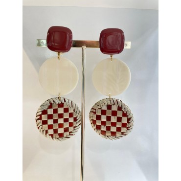 PLAYA Ramboutan Ivoire & Marron - Francine BRAMLI Paris boucles d'oreilles
