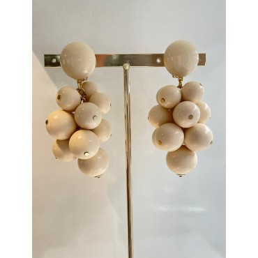 GRAPPE Ivoire - Francine BRAMLI Paris boucles d'oreilles