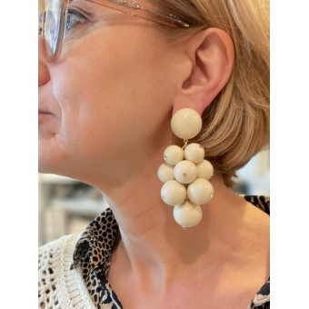 GRAPPE Ivoire - Francine BRAMLI Paris boucles d'oreilles