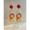 KARINE maillons Vert d'eau/corail/jaune nacré - Francine BRAMLI Paris, boucles d'oreilles