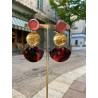 EVENTAIL Cerise & doré  - Francine BRAMLI Paris, boucles d'oreilles