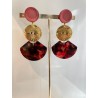 EVENTAIL Cerise & doré  - Francine BRAMLI Paris, boucles d'oreilles