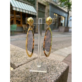 DAISY panthère & doré  - Francine BRAMLI Paris, boucles d'oreilles