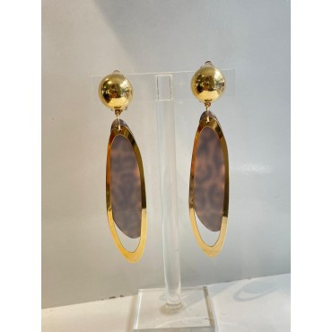 DAISY panthère & doré  - Francine BRAMLI Paris, boucles d'oreilles