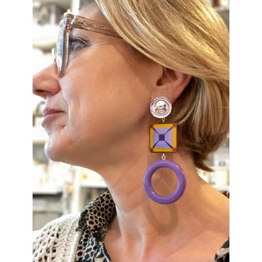 DORIS Mauve/rose - Francine BRAMLI Paris boucles d'oreilles