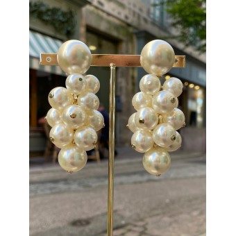 GRAPPE Nacrée - Francine BRAMLI Paris boucles d'oreilles