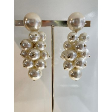 GRAPPE Nacrée - Francine BRAMLI Paris boucles d'oreilles