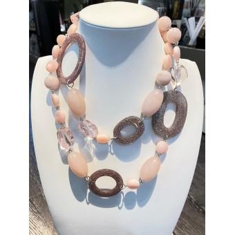 Sautoir ALMAN Rose poudré - FRANCINE BRAMLI PARIS collier