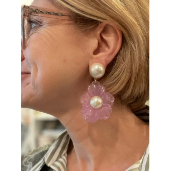 FLEUR rose et nacre - Francine BRAMLI Paris Bijoux