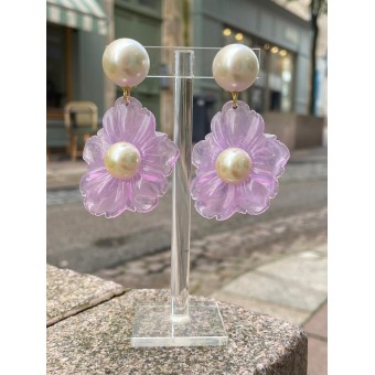 FLEUR rose et nacre - Francine BRAMLI Paris Bijoux