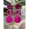 PLAGE longue Fuchsia Cabochon FLEUR - Francine BRAMLI Paris